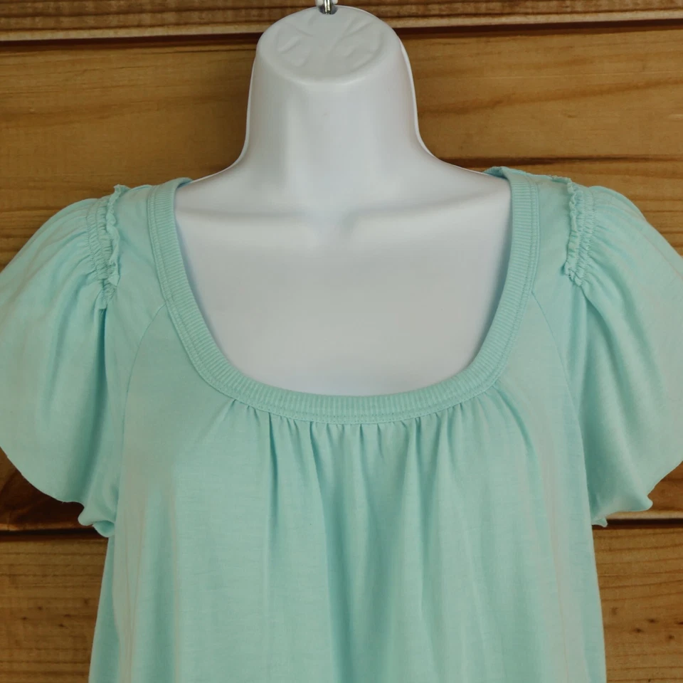 Blusa Camisa Axcess Liz Claiborne Para Mujer S Azul Claro Cuello Cuadrado Manga Acampanada Foto 4 de 4