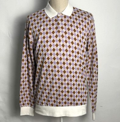Obey Men's LS Polo Capri Jacquard Unbleached/Multi Size M NWT