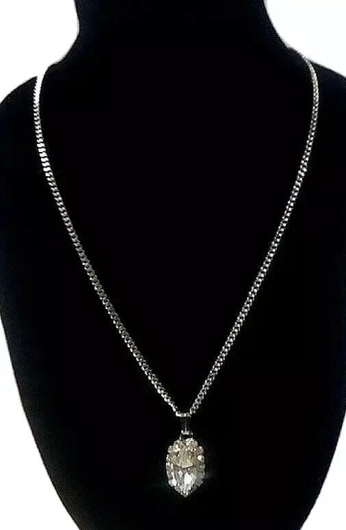 Collana Lunga Con Pendente A Goccia In Cristallo CZ, Placcata Oro E Argento, Catena In Cordino Di Cera, 70+6 Cm, 22,9g