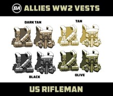 Brickarms WW2 US Rifleman Vest for Custom Minifigures -Pick your Color -