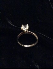 UK SIZE L STERLING SILVER CRYSTAL SOLITAIRE RING CLAW SETTING VALENTINE’S DAY