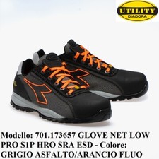 SCARPA ANTINFORTUNISTICA DIADORA GLOVE NET LOW PRO S1P HRO SRA ESD GRIGIO ARANC.