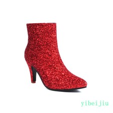 Lady's Women's Bling Glitter Sequins Ankle Boots Dance High Heel Shoes Plus Size