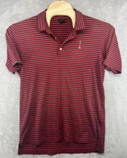 Dunning Golf Carmel CC Logo Polo Shirt Red Striped Men's Large L READ