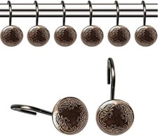 Oil Rubbed Bronze Shower Curtain Rod Hooks Antique Curtain Rings Holder Decor...