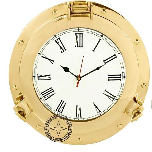 9 Inch Brass Marine Ship Porthole Clock Analog Clock Nautical Wall