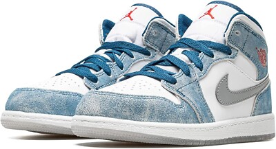 Jordan 1 Mid SE (PS) Size 2Y French Blue/Fire Red-White DR6237-401