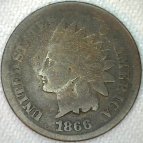 1866 Indian Head Bronze Cent Penny 1c US Type Coin Good