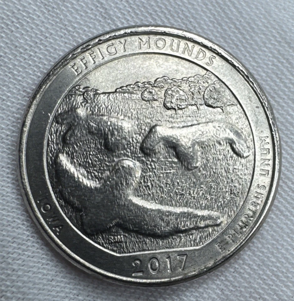 Rare coin error! 2017 Effigy Mounds Quarter Coin Particularly Struck Reed Rim - Image 3 of 4