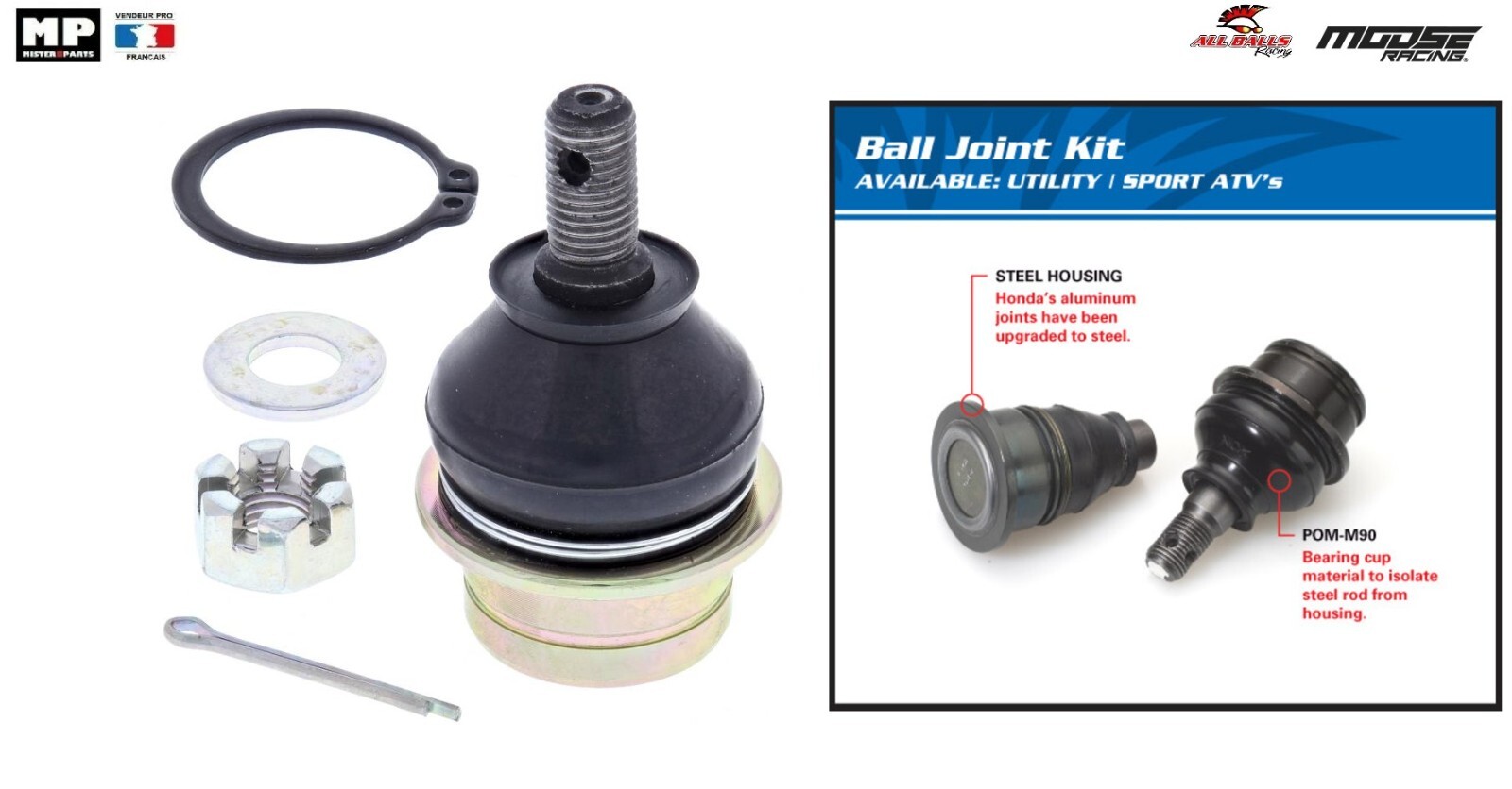 Rotule triangle YFM 350F Wolverine : kit pour réparer le jeu de direction