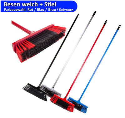 Besen mit Stiel Kunsstoffbesen Kehrbesen Garten Terasse Werkstatt Zimmerbesen