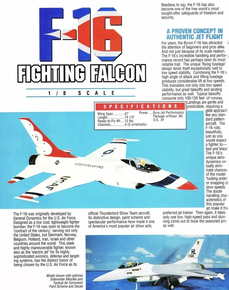 NEW BYRON ORIGINALS RC F-16 Clear Canopy Only - Image 3 of 3