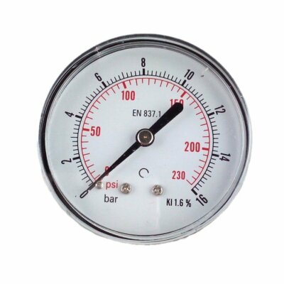 Heavy Duty Air Compressor Pressure Gauge 0-230 PSI 1/4'' NPT Back Mount 2'' Dial