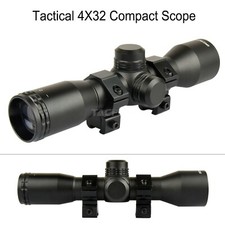 TACFUN 4x32 Compact Scope Mil-Dot Reticle 1" Tube w/ Dovetail Mount Rings