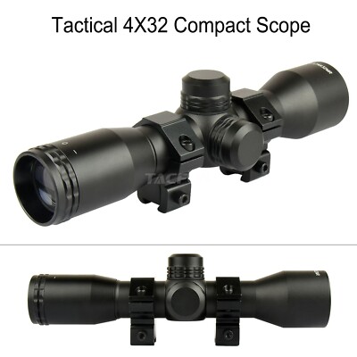 TACFUN 4x32 Compact Scope Mil-Dot Reticle 1'' Tube w/ Dovetail Mount Rings