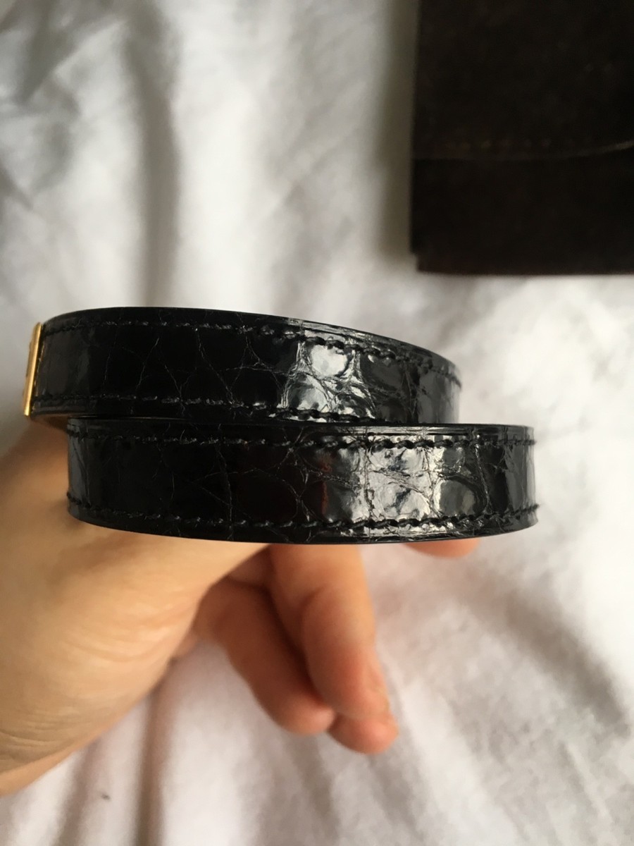 NEW RARE HERMES KELLY Double Tour BLACK CROCO/ ROSE GOLD Hardware 