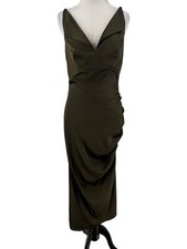 Mable Women's Olive Green Sleeveless Tie Back Midi Dress Size Medium