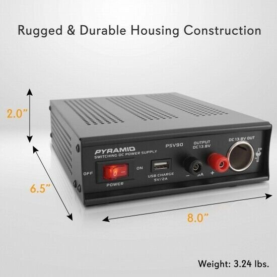 Pyramid PSV90 Desktop Bench Power Supply, AC-to-DC Power Converter (9 Amp)
