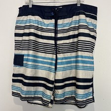 OP Ocean Pacific Swim Trunks Board Shorts Y2K Large 36/38 Blue Stripe Pockets