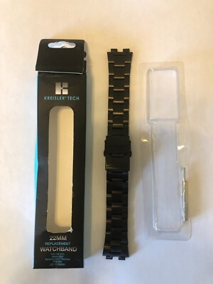 Kreisler 22mm Black Stainless Steel For LG, Samsung, Pebble Smartwatch Band 