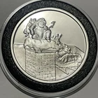Merry Christmas Santa Down The Chimney Coin 1 Troy Oz .999 Fine Silver Round 999