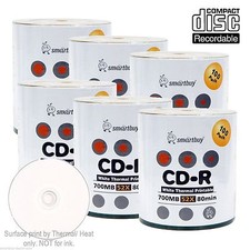600-Pack SmartBuy CD-R 52X 700MB/80Min White Thermal Hub Printable Record Disc