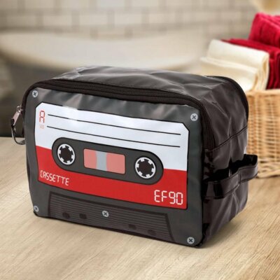 Kulturbeutel Cassette Kulturtasche Kassette rot MC Musikkassette Design Tape NEU