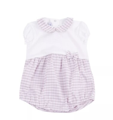 ABSORBA Baby Strampler mit Gingham-Muster & Schleifendetail & Peter Pan Kragen 9M