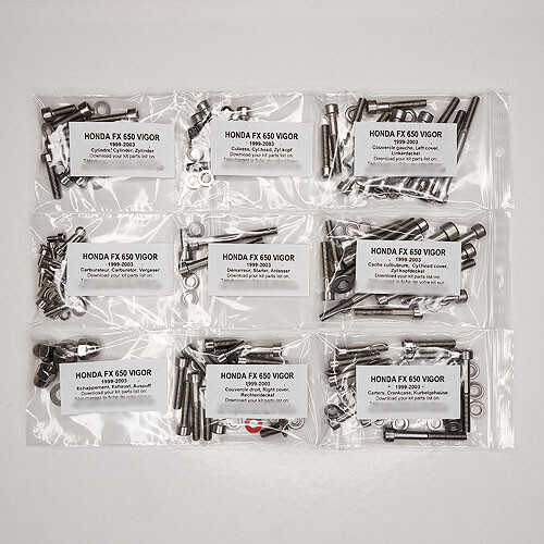 Kit vis inox Honda FX 650 Vigor de 1999 2000 2001 2002 2003 FX650 Allen