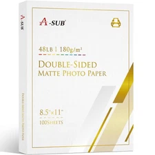 Lot 100-500 PK A-SUB Double Sided Matte Photo Paper 8.5x11 48LB Inkjet Printer