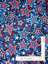 Patriotic USA Star Stars Fabric By The Yard Cotton Benartex July 4
