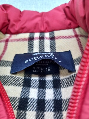 Gilet Rembourré Burberry Enfant Taille 8 - Rouge, Doublure Duvet, Coupe Slim - Occasion Très Bon état