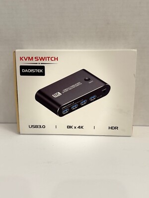 Daoistek HDMI KVM Switch 8K Ultra HD USB 3.0x4 Ports New