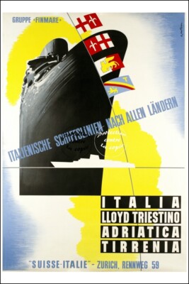 Poster Vintage Gênes Italie - Format 40x60cm HQ - Affiche Rétro Décor Murale