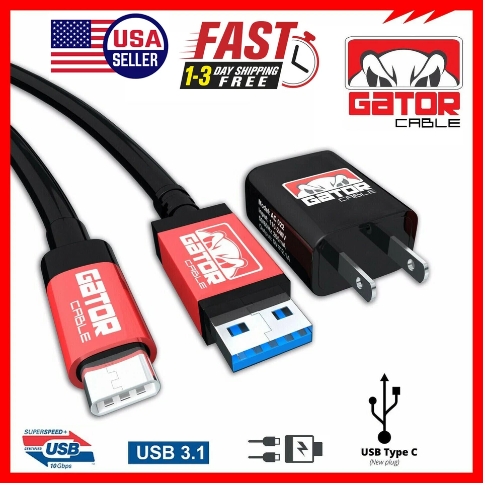 Cable Cargador USB-C Sincronización de Datos Hogar Cargador de Pared para Samsung LG Motorola Android Foto 3 de 4