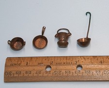 Vintage 4 Pc Miniature Copper Cookware Collectible or dollhouse