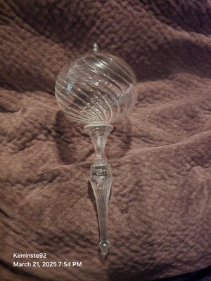 Hand Blown Art Glass Christmas Globe Teardrop Ornament Elegant Clear