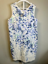 NEW RSVP by Talbots Dress 20W Spring Easter Sleeveless Sheath Colorful $189 Blue