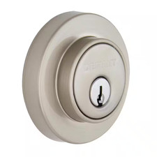Satin Nickel Single Cylinder Deadbolt Contemporary Round