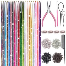Hair Tinsel, 20 Colors Hair Tinsel Kit, 8000 Strands Tinsel Hair Extensions