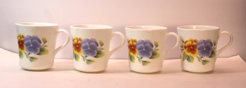 Vtg Corelle Corningware Summer Blush Patel Pansy Milk Glass Coffee Cups Lot/4