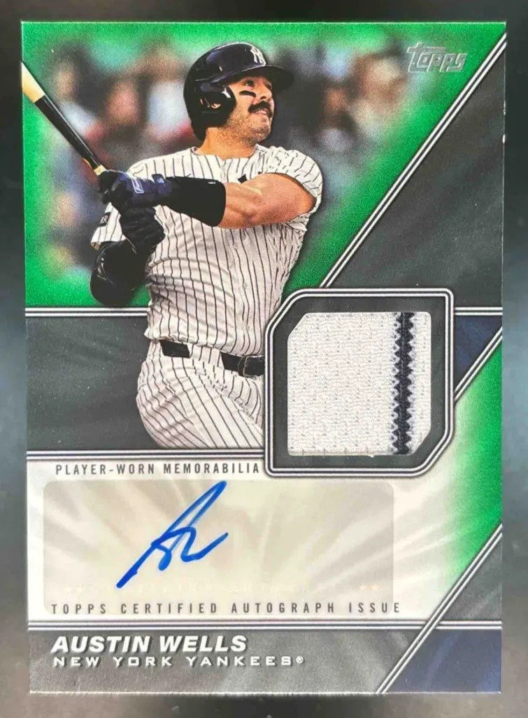 2026 Topps Austin Wells Major League Patch Auto Green /99 MEM New York Yankees