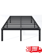 14" Queen Bed Frame Black Metal Platform Heavy Duty Easy Assembly Storage
