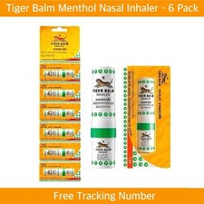 Tiger Balm Menthol Nasal Inhaler 6 Pack, Thai Herbal Aromatherapy Fresh Scent