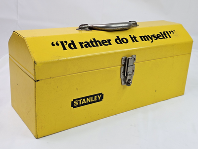 Vtg Stanley Yellow Metal Portable Toolbox 19x7x8.5 Near Mint