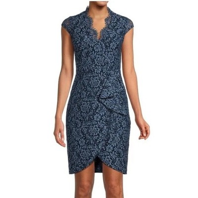 Vince Camuto Navy Blue Floral Lace Cap Sleeve Cocktail Dress VCOM9899 Den 8