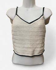 Abercrombie  Fitch Cream Knit Cropped Cami with Black Trim Women  s Size M