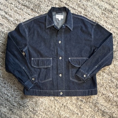 GAP Jeans Work-Force Blue Jean Jacket Men's Large Button front Sz L 