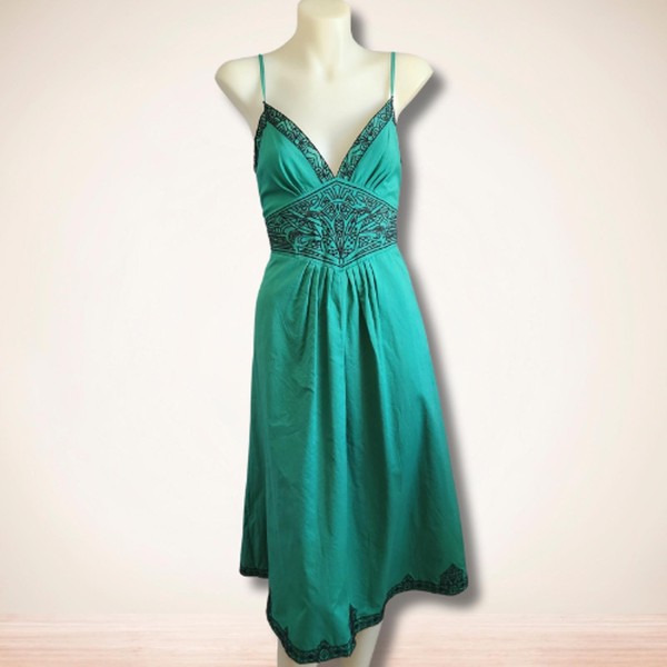 Teal Boho Slip Dress Y2K Fairycore Coquette Embroidered Indie Summer Midi 10