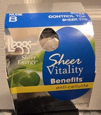 LEGGS Sheer Energy Vitality Benefits Anti-Cellulite Control Top Sheer Toe Nude B